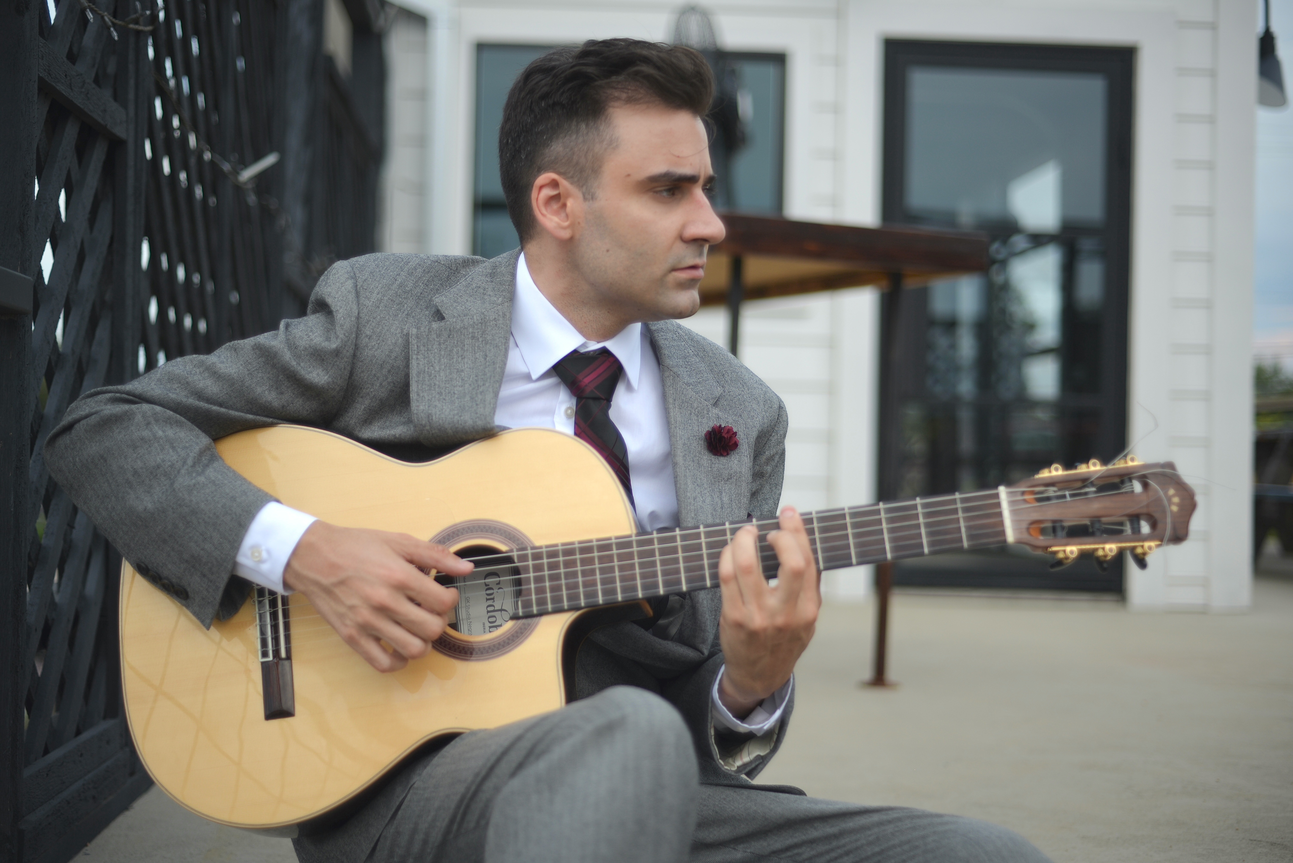 Classical guitarist performing